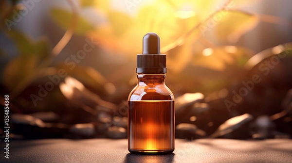 Obraz Brown glass bottle with paper empty label