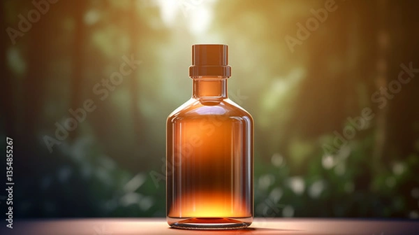 Obraz Brown glass bottle with paper empty label