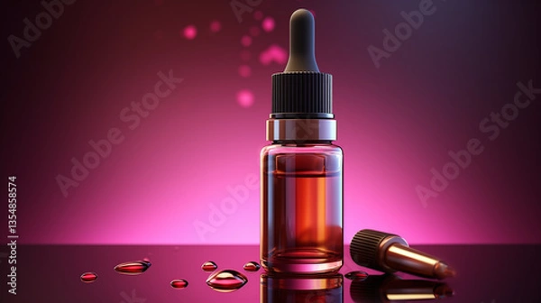 Obraz Brown glass bottle with paper empty label