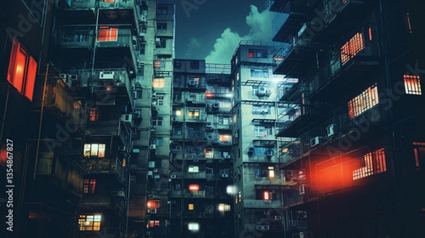 Obraz Blue city buildings sceneint ensivete chnology photo