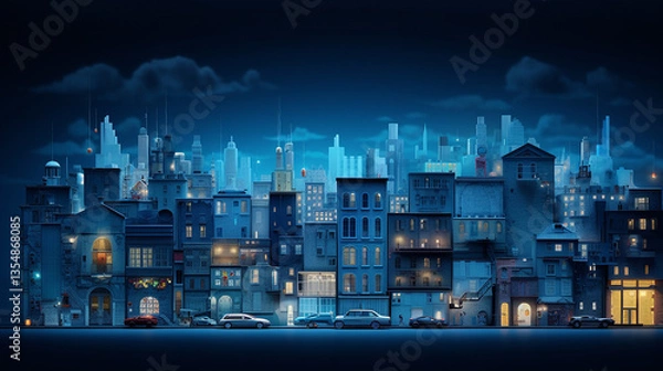 Obraz Blue city buildings sceneint ensivete chnology photo