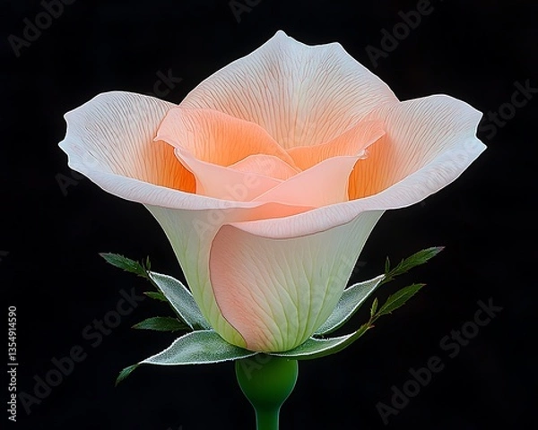 Obraz Peach Rose Bloom for Dark Background. (1)