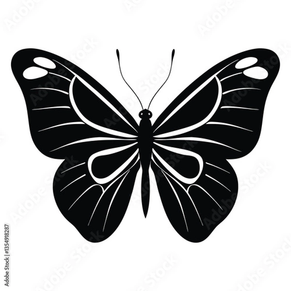 Obraz "Elegant Butterfly Silhouette Vector – Minimalist Black and White Design"