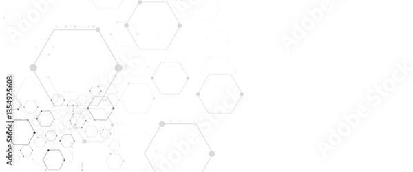 Obraz Vector hexagons pattern. Geometric abstract background with simple hexagonal elements. Medical, technology or science design