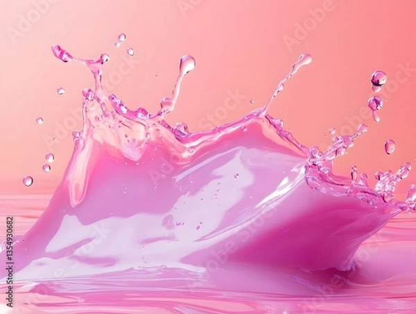 Obraz Vibrant fluid splash of pink paint on a minimalist backdrop