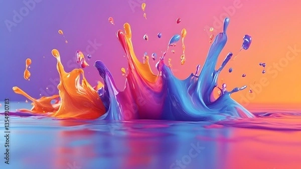 Obraz Vibrant paint splash in a digital, ethereal environment