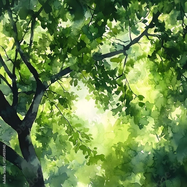 Obraz Vibrant spring greenery flourishing around an isolated tree