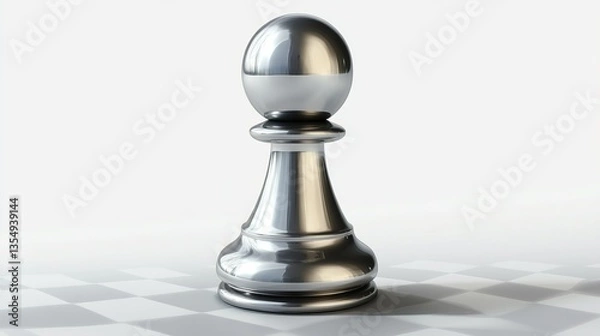 Fototapeta Shiny chess pawn piece with a smooth polished finish, classic clean design, isolated on transparent background for strategy and educational visuals.