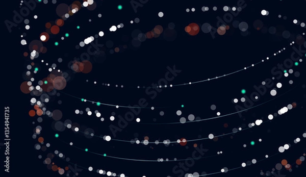 Fototapeta Dynamic abstract liquid flow particles background. Abstract particles circle background. Vector background.