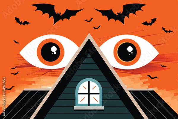Fototapeta Render a pair of luminous, unsettling eyes peering from impenetrable darkness; suggest supernatural horror.
