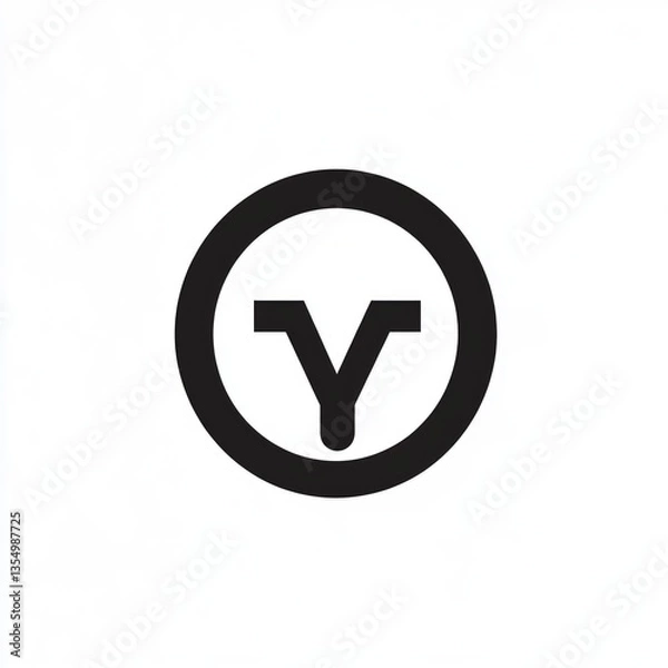 Obraz Vector graphic of a gender symbol, unisex circular design with intersecting lines, sharp black edges, smooth clean shapes, isolated on a white background, modern and minimalist illustration.