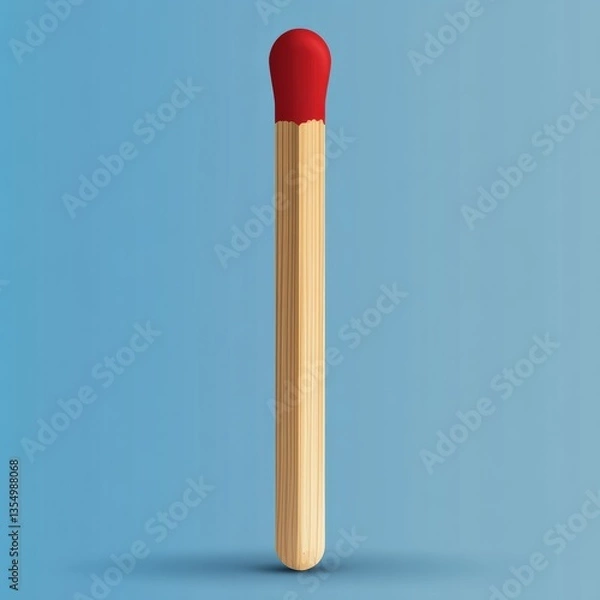 Obraz Vector graphic of a match stick, straight wooden body with a rounded red tip, smooth geometric shapes, clean sharp edges, isolated on a blank background, modern and versatile.
