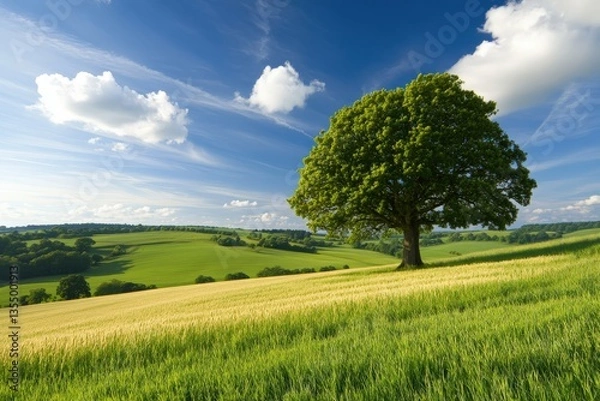 Obraz Green field, blue sky