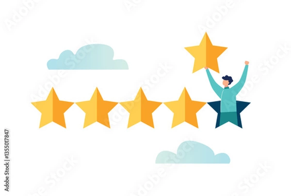 Fototapeta Vector illustration, customer feedback rating, feedback rating and feedback, highest rating, business satisfaction vector support