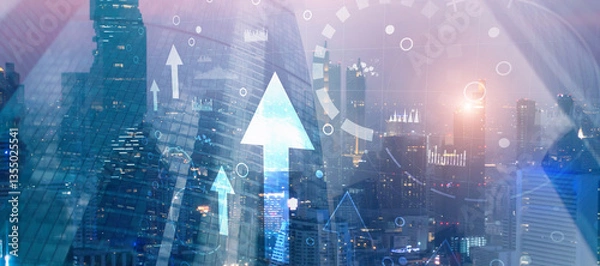 Fototapeta Arrow finance Trading concept 2025. Mixed Media Background