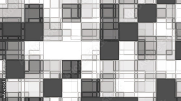 Obraz Abstract Minimalist Geometric Pattern in Monochrome Squares and Lines