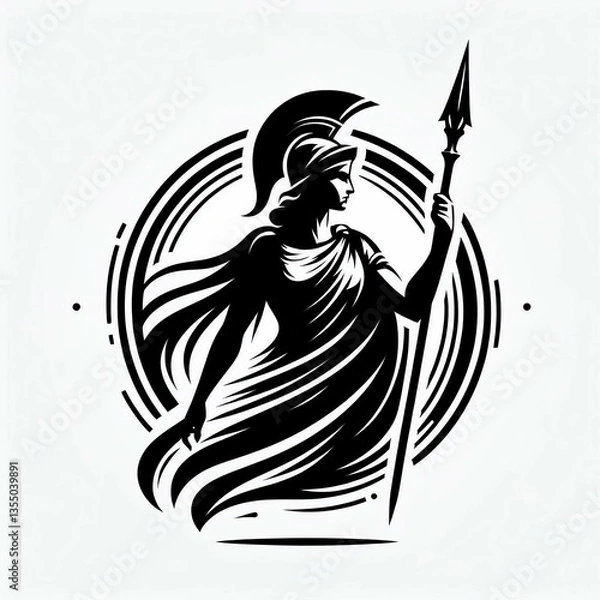 Fototapeta Spartan Warrior with Spear Silhouette