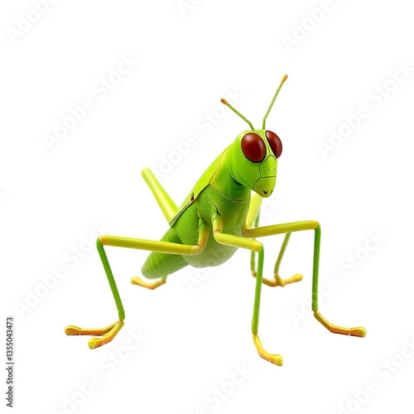 Fototapeta Cartoon Grasshopper on a Transparent Background