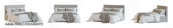 Fototapeta Bed isolated on transparent background. 3D render.