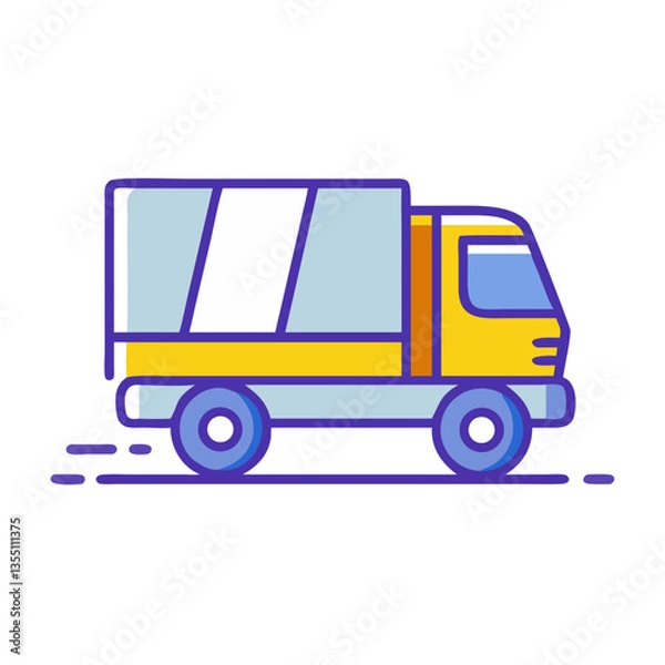 Fototapeta Delivery truck icon in colorful flat style