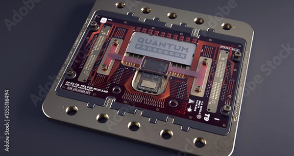Obraz Quantum processor. Concept inspired by real-life models. 3D rendering.
