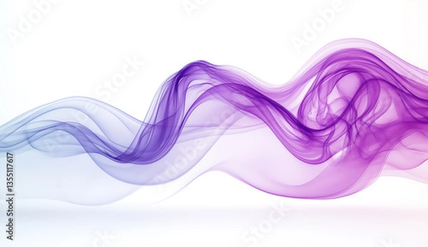 Fototapeta Abstract Purple Wave with Smooth Curves on White Background in Minimalistic Style