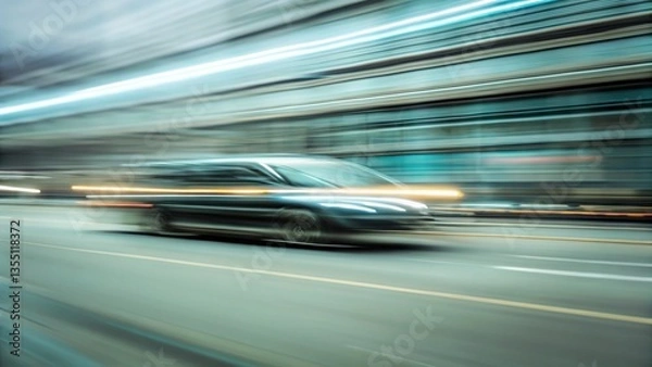 Fototapeta Fast moving car. Generative AI