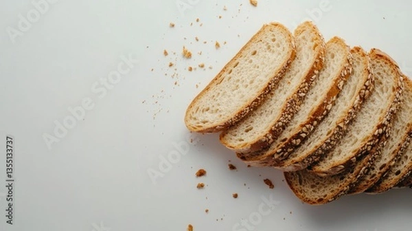 Fototapeta Sliced bread on white background