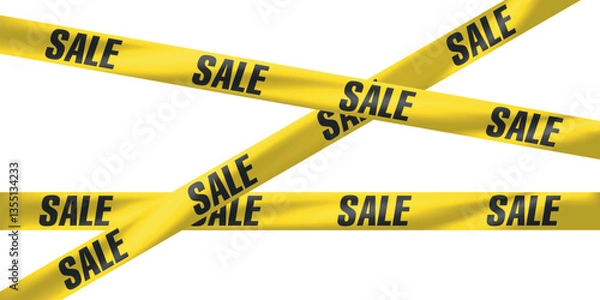 Fototapeta Yellow barrier tape with the text sale isolated on transparent background