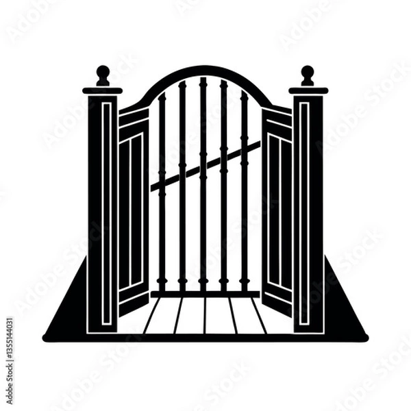 Obraz Modern Black Sliding Gate Vector for Branding and Design

