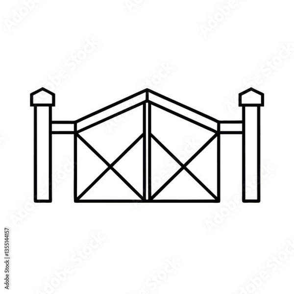 Fototapeta Black Sliding Gate Vector Perfect for Architecture Projects

