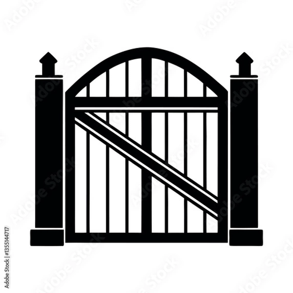 Obraz Black Sliding Gate Vector for Real Estate Design Projects

