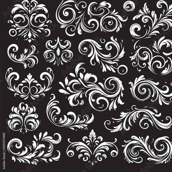 Fototapeta Elegant Baroque Floral Ornament | Vintage Flourish Vector Design