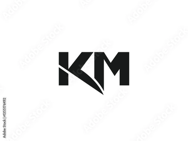Fototapeta KM Letter Logo design Vector Art, Icons, and Graphics	