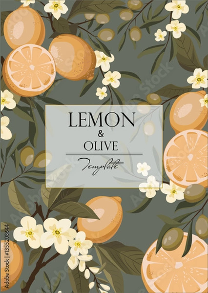 Obraz vector floral template with lemons and olives