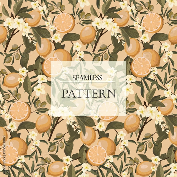 Obraz seamless light summer pattern with lemons