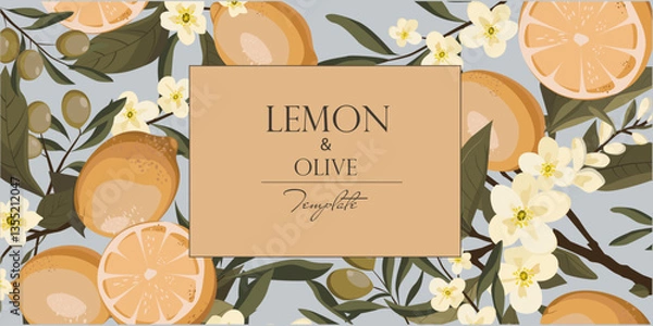 Obraz vector light banner with lemons and olives