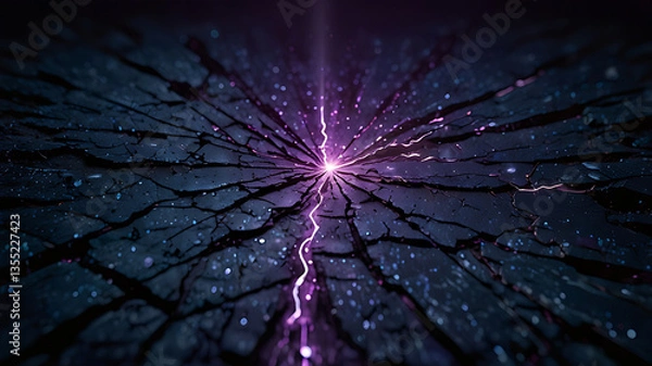 Obraz Dynamic Contrast of Purple Light and Cracked Surface

