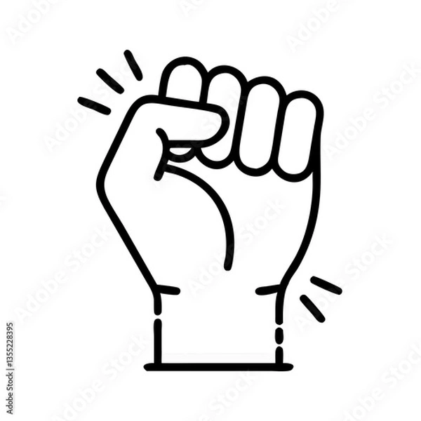 Fototapeta Black and white fist icon symbolizing unity and strength