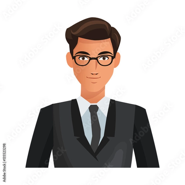 Fototapeta businessman cartoon icon over white background. colorful design. vector illustration