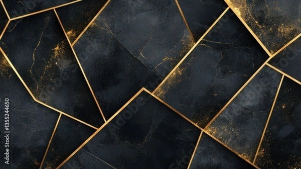 Fototapeta Geometric Black & Gold Abstract Design
