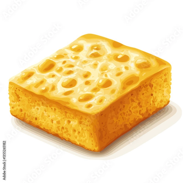 Fototapeta Square Slice of Cornbread Vector Illustration
