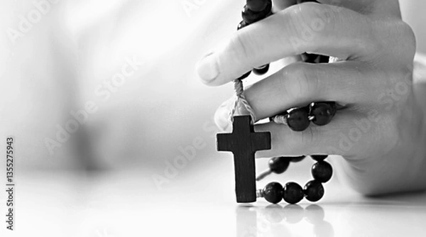 Fototapeta praying to God with hands on light dark background with people stock image stock photo	