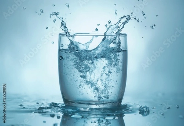 Fototapeta Water Splash In A Glass