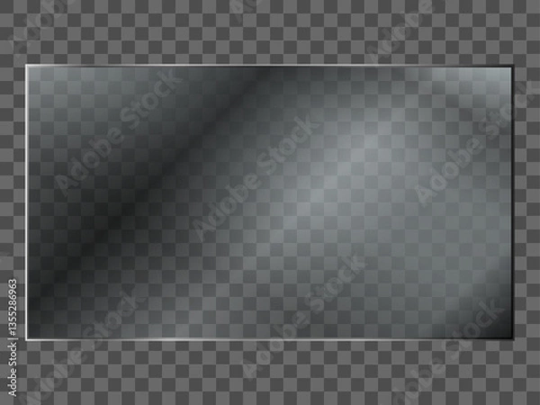 Obraz 16:9 vector image of a mirror reflection, suitable for application on glass, plastic, or acrylic window surfaces. Offers a glossy, luminous appearance with bright highlights and transparency.	
