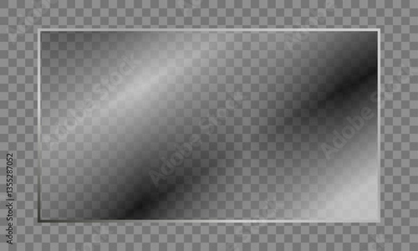 Obraz 16:9 vector image of a mirror reflection, suitable for application on glass, plastic, or acrylic window surfaces. Offers a glossy, luminous appearance with bright highlights and transparency.	