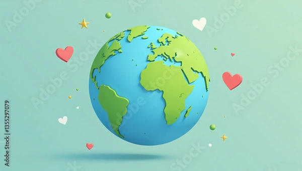 Fototapeta illustration planet earth world health day hand drawn style vector