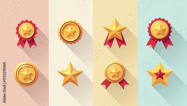 Fototapeta reward icons editable line sets various rewards bonuses star