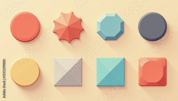 Fototapeta various shapes make icon button set including circle square polygon icons different numbers