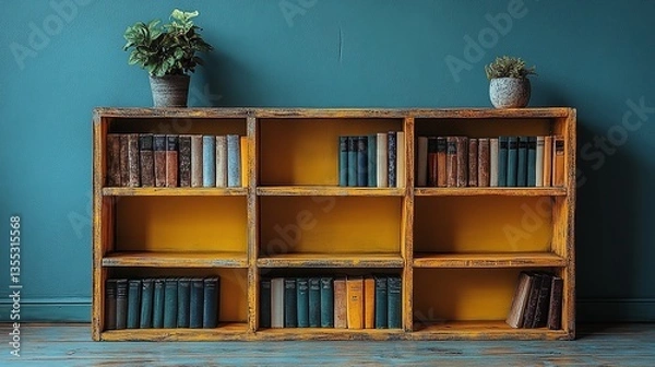 Fototapeta Wooden Bookshelf  Sustainable and Stylish Storage for Conscious Consumers and Modern Homes